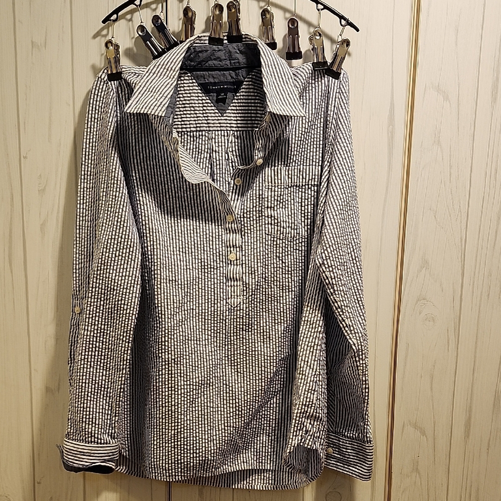 Tommy Hilfiger Navy and White Checkered Shirt
